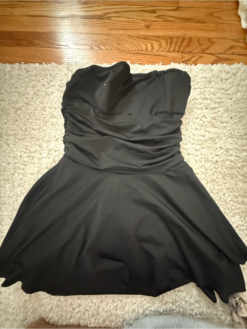 SHEIN Black Strapless Ruching Mini Dress